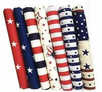 CraftsFabrics 7pcs/ Lot American Patriotic Fat Quarters Bundle America Flag Print Fabric Squares 100% Cotton 40x50cm Wide Precut Craft Fabric Squares for Quilting, Arts, Crafts, DIY Projects