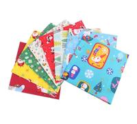 CraftsFabrics 8Pcs 100% Cotton Christmas Fabric Bundles Santa Elk Snowflake Printing Fabric Squares for Patchwork Sewing DIY Craft