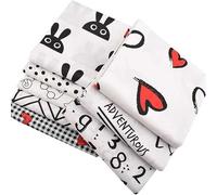 CraftsFabrics 8pcs 25x25cm Black & White Nursery Children Fat Quarters 100% Cotton Twill Precut Craft Fabric Squares for Children Quilting Arts Crafts DIY Projects