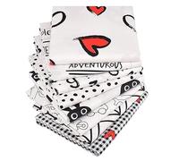 CraftsFabrics 8pcs 40cmx 50cm Black & White Nursery Children Fabric Fat Quarters Bundle 100% Cotton Twill Precut Craft Fabric Squares for Children Quilting Projects, Arts, Crafts, DIY Projects