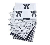 CraftsFabrics 8pcs 40x50cm Black and White Printed Twill Children's Fat Quarters Bundle 100% Cotton Fabric for Quilting, Patchwork, Sewing Nursery Clothes