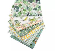 CraftsFabrics 8pcs 40x50cm Green Floral Fat Quarters Bundle 100% Cotton Fabric for Quilting, Scrapbooking, Sewing, Patchwork, Baby Clothing