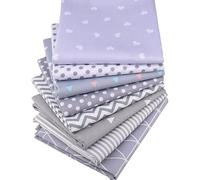 CraftsFabrics 8pcs (50cmx 50cm) Grey Geometrical Fat Quarter Bundles 100% Cotton Fabric Ideal for for Quilting, Sewing, Arts & Crafts, DIY Crafts Projects