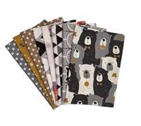 CraftsFabrics 8Pcs Animal Printed Cotton Fabric 100% Cotton 25x25cm Wide Fox Bear Pattern Fat Quarters for DIY, Sewing, Quilting, Kid's Craft