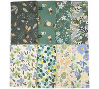 CraftsFabrics 8pcs/lot Blue Floral Fabric Bundles 100% Cotton 25x25cm Wide Twill Printed Precut Craft Fabric Squares for Quilting, Arts, Crafts, DIY Projects