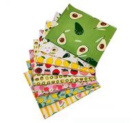 CraftsFabrics 8pcs Multi Color Mixed Fruits 100% Cotton 25x25cm Wide Fabric Bundles for Quilting, Scrapbooking, Patchwork, DIY Projects, Collage.