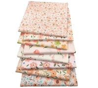 CraftsFabrics 8pcs Precut Pink Floral 100% Cotton 40x50cm Wide Fabrics for DIY Craft Hand Sewing Patchwork Art Home