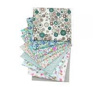 CraftsFabrics 9pcs 50cmx50cm Green Floral Fat Quarters Fabric Bundles Pre-Cut Squares 100% Cotton for Patchwork, Quilting, Scrapbooking, Sewing DIY Arts & Crafts Projects