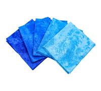 CraftsFabrics Abstract Blender Printed Fat Quarters Bundle of 5 Fabrics (45cm x 55cm). 100% Cotton. (Blue)