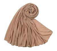 CraftsFabrics Camel Color 180cm x 80cm Women Comfort 100% Polyester 85 GSM Hijab Scarf High Stretch Muslim Shawl Jersey Hijab Headwrap