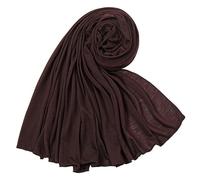 CraftsFabrics Dark Brown Color 180cm x 80cm Women Comfort 100% Polyester 85 GSM Hijab Scarf High Stretch Muslim Shawl Jersey Hijab Headwrap