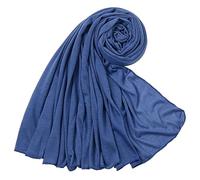 CraftsFabrics Denim Blue Color 180cm x 80cm Women Comfort Cotton Hijab Scarf High Stretch Muslim Shawl Jersey Hijab Headwrap