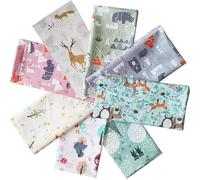 CraftsFabrics Fanni 8pcs 25cm x 25cm Cartoon Fat Quarters Fabric Bundles Precut Cotton Fabric Squares Patchwork for DIY