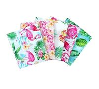 CraftsFabrics Flamingo Resort Fat Quarter Bundle - 5 Pack (100% Cotton, Premium Quality, Ideal for Crafts and Patchwork)
