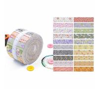 CraftsFabrics Floral Printed Cotton Jelly Roll - 2.5″ x 44″ (150 GSM) 20pcs Pre-Cut Fabric Strips - Soft Pastel & Botanical Designs - Quilting, Sewing & Craft Fabric Bundle