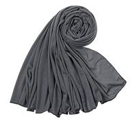 CraftsFabrics Gray 180cm x 80cm Women Comfort 100% Polyester 85 GSM Hijab Scarf High Stretch Muslim Shawl Jersey Hijab Headwrap