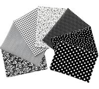 CraftsFabrics Large 7 pcs 50 * 50 cm (20" x 20") Printed Cotton Fat Quarters - for Quilting, Scrapbooking, Sewing, Arts & Crafts, DIY Projects, Collage, Available in 7 Colours (Black)
