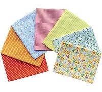 CraftsFabrics Large 7 pcs 50 * 50 cm (20" x 20") Printed Cotton Fat Quarters - for Quilting, Scrapbooking, Sewing, Arts & Crafts, DIY Projects, Collage, Available in 7 Colours (Orange)