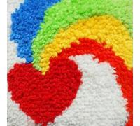 CraftsFabrics Latch Hook Kit for Adults & Beginners - Heart Shape Rainbow Cushion Rug Making Kit with Pre-Printed Canvas, Acrylic Yarn & Hook Tool for DIY Home Décor Craft