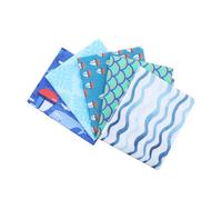 CraftsFabrics Nautical & Ocean Patterns Printed Fat Quarters Bundle of 5 Fabrics (45cmx55cm) 100% Cotton Fabric for Crafts, Patchwork,Quilting and Dressmaking