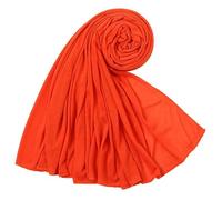 CraftsFabrics Orange Red Color 180cm x 80cm Women Comfort 100% Polyester Hijab Scarf High Stretch Muslim Shawl Jersey Hijab Headwrap