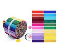 CraftsFabrics Rainbow Solid Cotton Jelly Roll - 2.5″ x 44″ (150 GSM) 20pcs Fabric Strips Pre-Cut - Bright & Pastel Colours - Quilting, Sewing & Craft Fabric Bundle