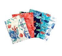 CraftsFabrics Seas The Day Fat Quarter Bundle - 5 Pack (100% Cotton, Premium Quality, Ideal for Crafts and Patchwork)