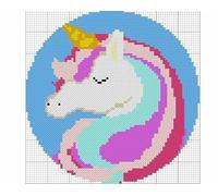 CraftsFabrics Sleeping Unicorn Rug 60% Cotton 40% Polyester 50cm in Diameter DIY Crafts Yarn Carpet Round Shape Animal Custom Latch Hook Rug Crochet Kits for Beginners Adults