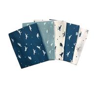 CraftsFabrics Small Dinosaurs - Fat Quarters 5 Pack (100% Cotton, Premium Quality, Designed in England)