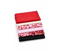 CraftsFabrics Valentine Love Hearts Fat Quarter Bundle - Pack of 6 (18” x 20”) 100% Cotton Poplin Fabric Squares for Quilting, Sewing, Patchwork & Valentine’s Crafts