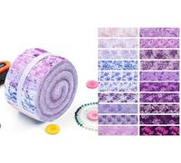 CraftsFabrics Violet Bloom Jelly Roll - 20pcs 2.5" x 44" Pre-Cut Floral Fabric Strips, 100% Cotton for Quilting, Patchwork, Sewing, Scrapbooking & Crafts