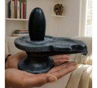 craftslook 3" inch Narmada Shiva Lingam Shivling with 7x3 inch Black Marble Yoni Base ~ Fountain Jaladhari