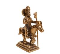 craftslook Brass Statue of Jaharveer Ji Sitting on Horse | Ramdev Pir Idol | Ramdev Murti Sculpture | Spiritual Idol for Pooja Home Temple Decor Gift Showpiece 3.5" Inch (180 Grams)