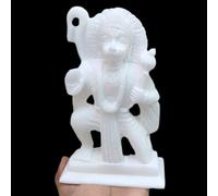 craftslook Marble Hanuman Idol 7" inch - Handcrafted Bajrangbali Statue for Home Pooja, Temple Decor & Spiritual Worship | Hindu God Murti Sculpture Symbolizing Strength and Devotion
