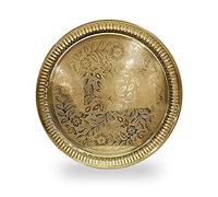 CRAFTSMAN 10 Inch Pure Brass Nakshi Flower Design Embossed Aarti Puja Nakashi Thali Platter Prasad Chandan Karwachauth Diwali Indian Festival Hindu Rituals Mandir Temple Pooja Plate
