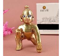 Craftsman Brass Ladu Gopal Ji Idol/Murti/Statue Indian Krishna Figurine Gopal Kanha Makhan Chor Bal Gopal Murti for Home and Temple