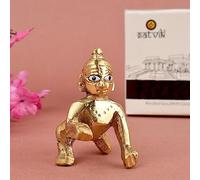 Craftsman Brass Ladu Gopal Ji Idol/Murti/Statue Indian Krishna Figurine Gopal Kanha Makhan Chor Bal Gopal Murti for Home and Temple