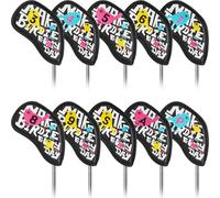 Craftsman Golf 10pcs Make Birdie Everyday Black and Gray Checkers Golf Iron Club Headcover Set