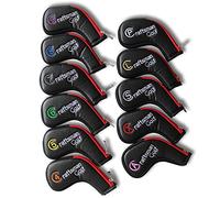 CRAFTSMAN GOLF 11pcs /set (4,5,6,7,8,9,A,S,P,L,X) Synthetic Leather Black with Red edge Iron Head Cover Headcover Set For Callaway Ping with Zipper