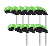 CRAFTSMAN GOLF 11pcs/Set Black and Green Neoprene Iron Headcover Set with Large No. for All Brands Callaway,Ping,Taylormade,Cobra Etc.