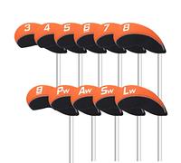CRAFTSMAN GOLF 11pcs/Set Black and Orange Neoprene Iron Headcover Set with Large No. for All Brands Callaway,Ping,Taylormade,Cobra Etc.