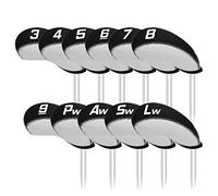 CRAFTSMAN GOLF 11pcs/Set Black and White Neoprene Iron Headcover Set with Large No. for All Brands Callaway,Ping,Taylormade,Cobra Etc.