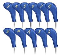 Craftsman Golf 11pcs/Set Golf Club Sock Iron Head Covers Headcover with No. on Both Sides for Right and Left Handed Golfer Zipper Closure Blue
