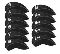 CRAFTSMAN GOLF 11pcs/Set Neoprene Iron Headcover Set with Large No. for All Brands Callaway,Ping,Taylormade,Cobra Etc. (Black)