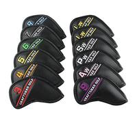 Craftsman Golf 12pcs or 1pc Black Synthetic Leather Golf Iron Head Covers Set Headcover with Colorful Number Embroideried For Callaway, Ping, Taylormade, Cobra For Right and Left Handed Golfer