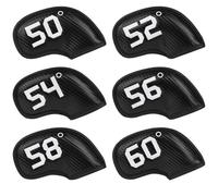 Craftsman Golf 6pcs Golf Club Wedge Covers Protective Headcover 50° 52° 54° 56° 58° 60° Woven Embossed Faux Leather Black fit RH and LH