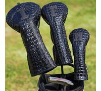Craftsman Golf Crocodile Pattern Large No. Black Golf Club Headcovers for Woods and Driver Hybrids