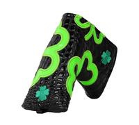Craftsman Golf Crocodile Pattern Leather Green Clover Black Blade Putter Headcover Cover Magnetic Closure