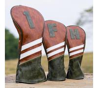 Craftsman Golf Fairway Hybrid Wood 3 Piece Classic Brown Golf Head Covers for Drivers (3 Pack)