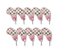 Craftsman Golf Iron Head Covers Stop Looking at My Putt Checkered Iron Headcovers Set Pink Leather Iron Club Covers Set for Women